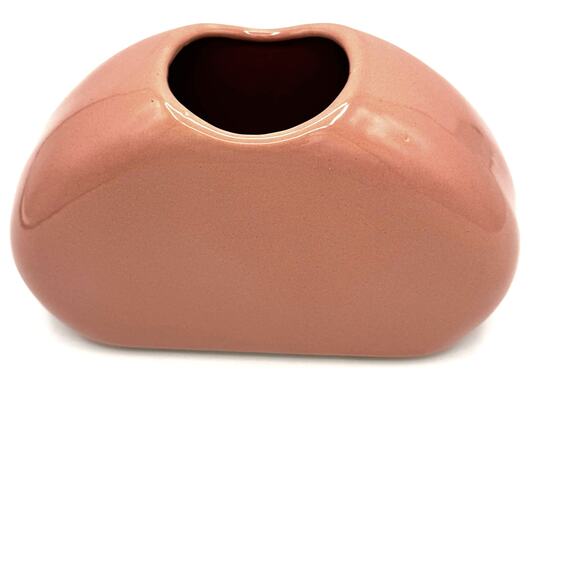 80s Mauve Salmon Pink Ceramic Vase CPD Retro Pottery White Clay - Picture 4 of 7